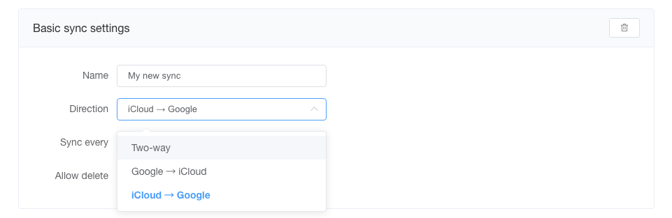 basic sync setting