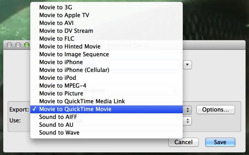 export video quicktime 7 pro