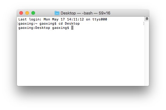 the Terminal window shows that "cd Desktop" is typed