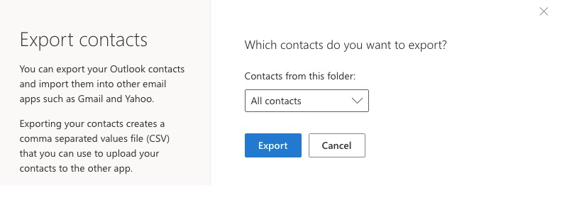 export from outlook.com step 7