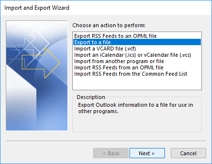outlook newer version export contacts to csv step 3