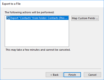 outlook newer version export contacts to csv step 8