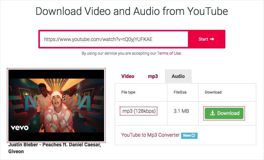 scarica l'audio da youtube mac con l'url modificato