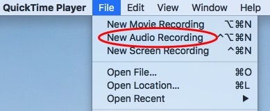 nuova registrazione audio quicktime