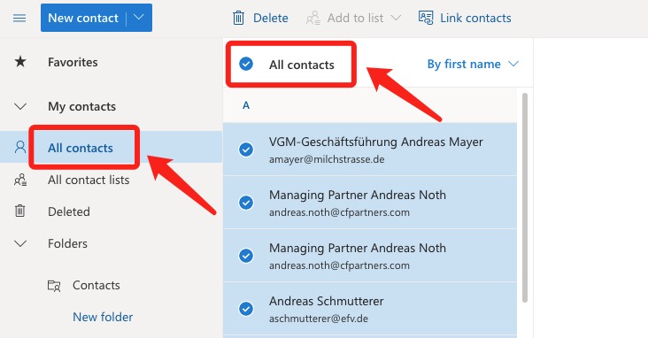 select contacts that you need