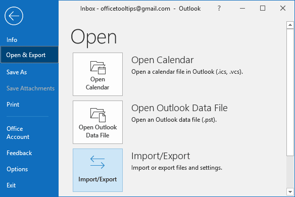 going to File and then Open & Export brings up the Import/Export option