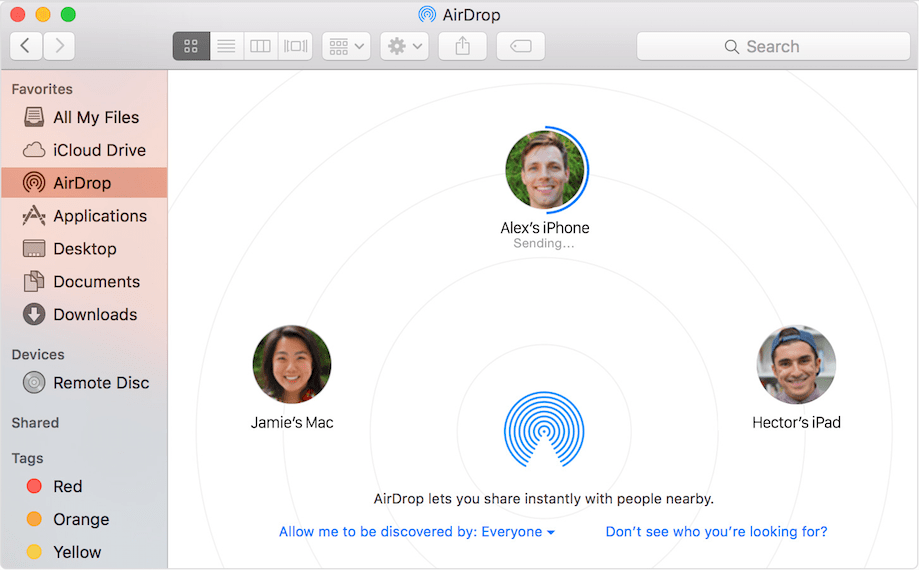 sync iphone contacts to mac via airdrop