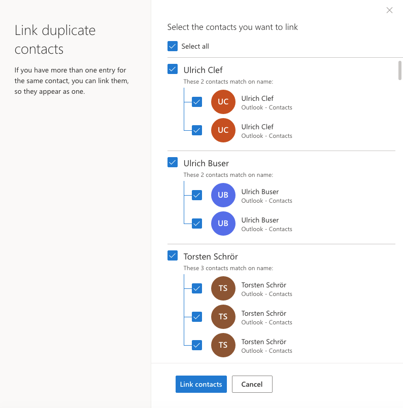link duplicate outlook contacts 6