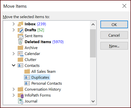 delete duplicate outlook contacts manually  4