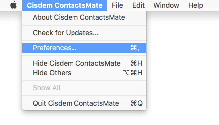 go to preferences in cisdem contactsmate 