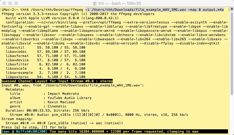 convert wav to m4a ffmpeg 