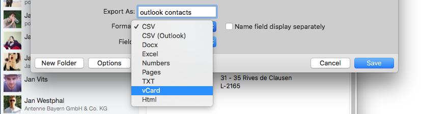 contactsmate export outlook contacts to vCard