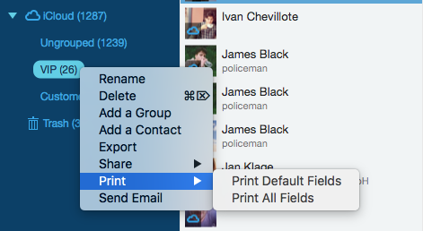print iphone contacts in groups