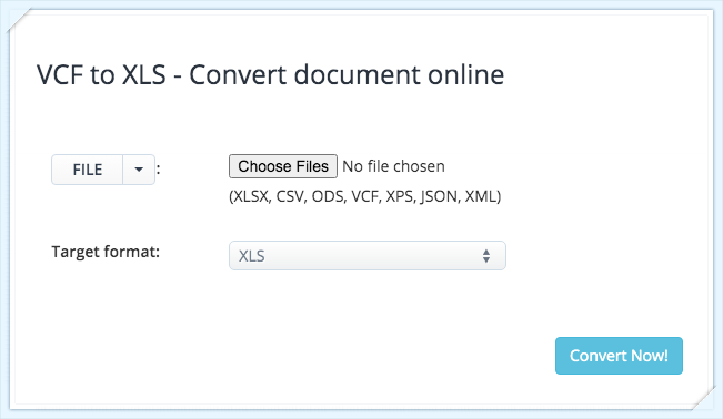 export vcard to excel