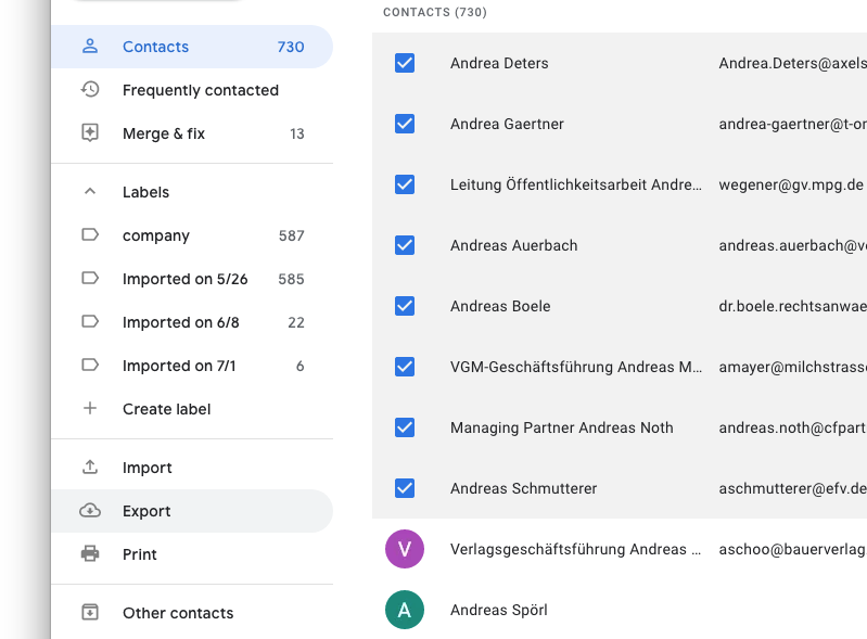 select google contacts