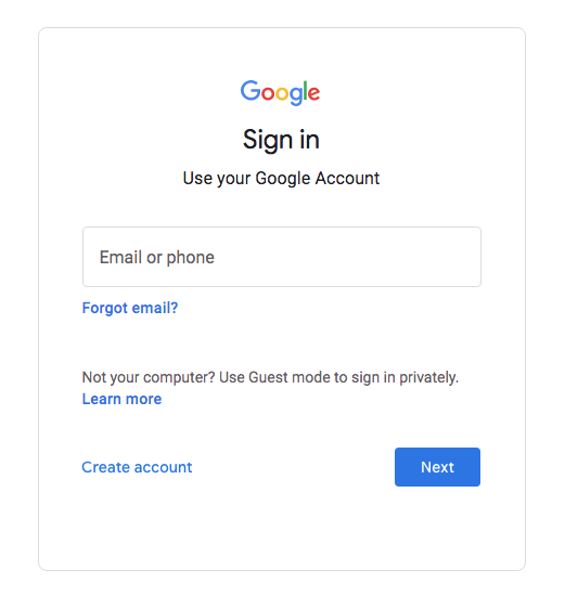 sign in using your gmail account