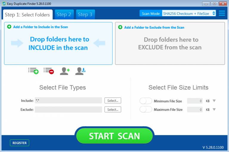 Easy Duplicate Finder interface for users to add folders to scan