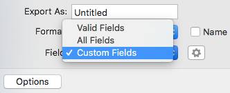 the Field dropdown list displaying three options