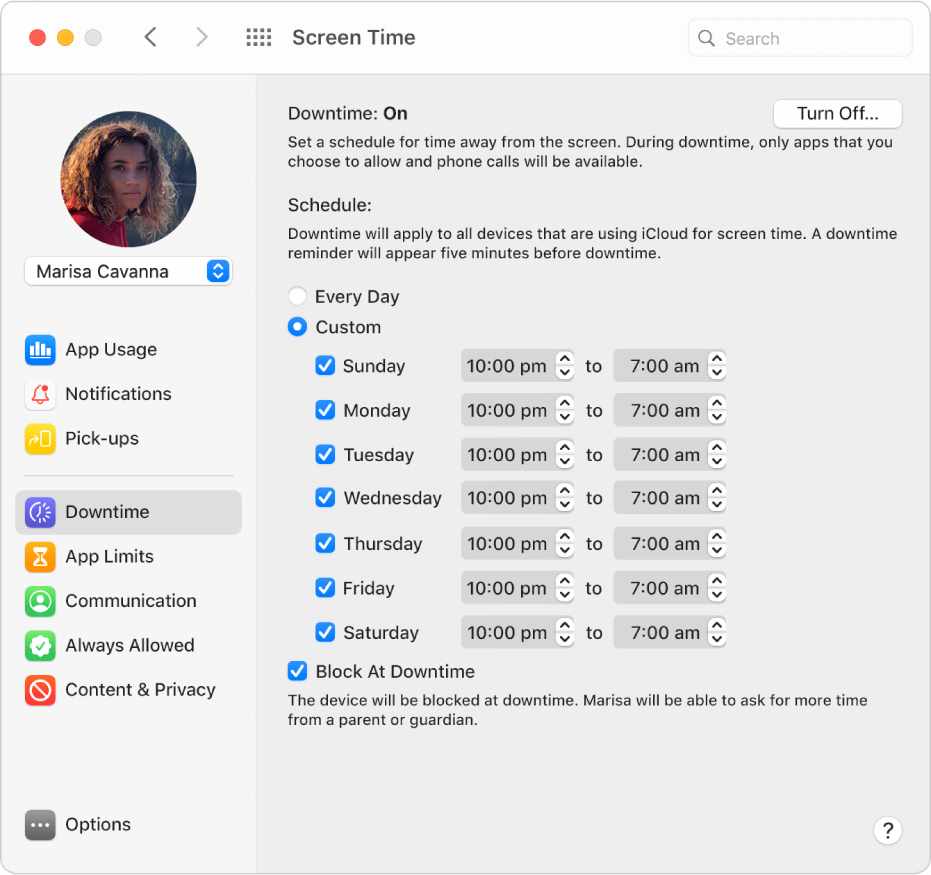 a set of Downtime settings to set up downtime schedules