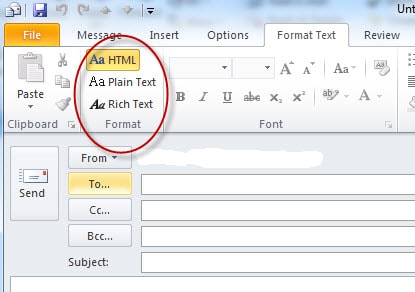 choose HTML or Plain text