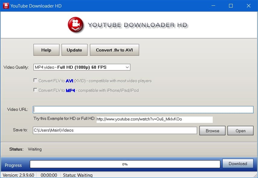 Youtube Downloader HD interface