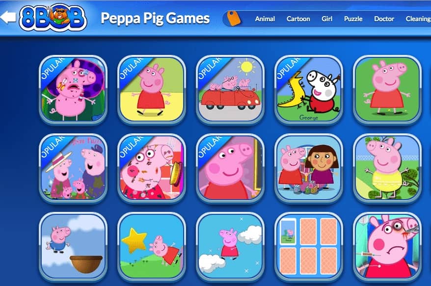 Website to Play Peppa Pig Games- 8bob.com