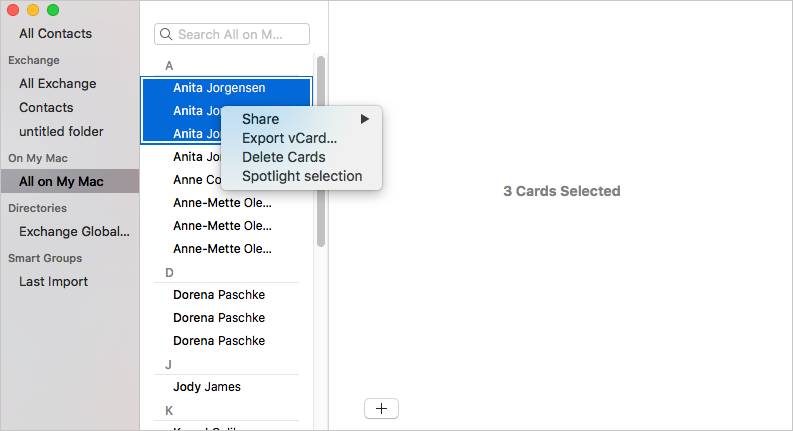 right-clicking a duplicate brings the Delete Card option