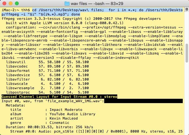 mass convert wav files to mp3 command line