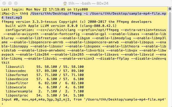 changer un seul mp4 en mp3 mac ffmpeg