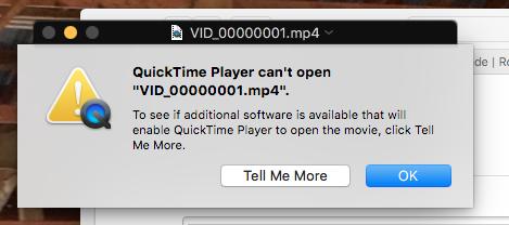 QuickTime can't open MP4