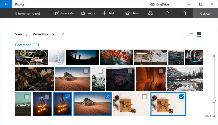 select duplicate photos in Windows 10 Photos app to delete