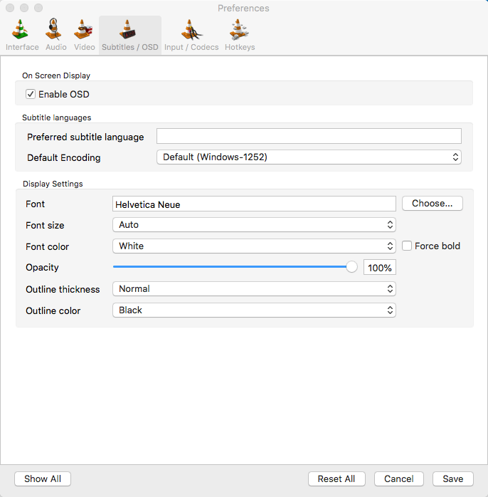 subtitle preferences settings vlc