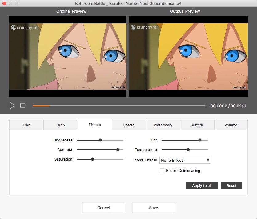 edit the crunchyroll videos