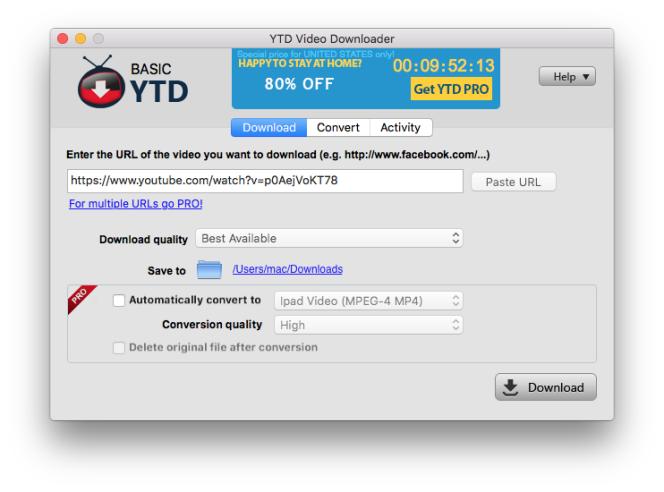 paste URL on YTD Video Downloader