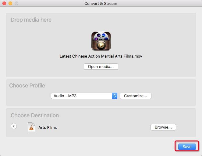 convert mov to mp3 on VLC Media Player
