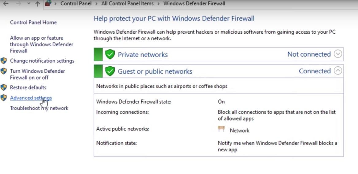 Windows Defender Firewall
