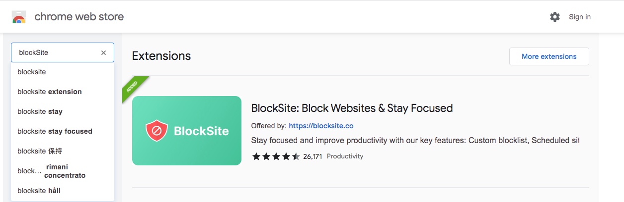 search for blocksite