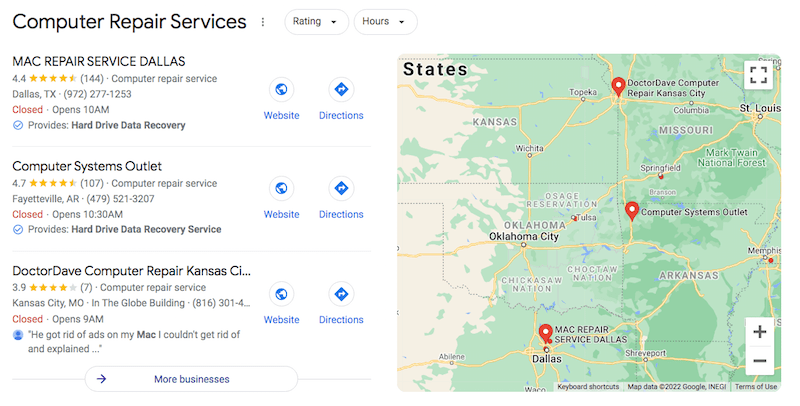 google to find service