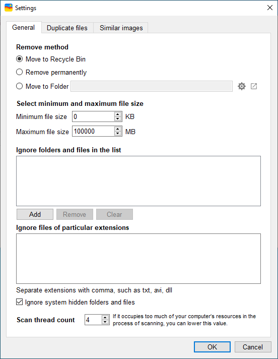 the the Ignore List settings