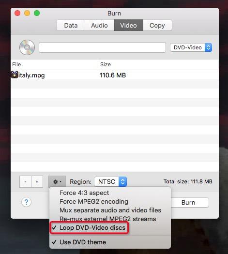 burn a dvd loop on Burn