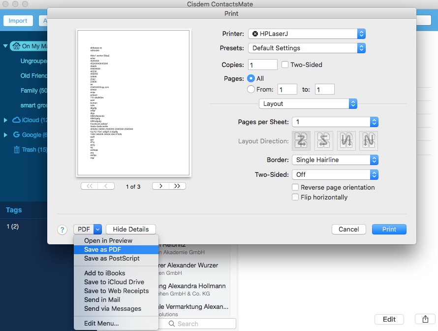 Cisdem ContactsMate custom contacts printing
