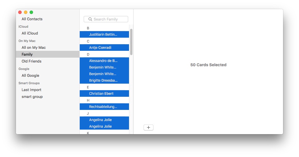 selects contacts