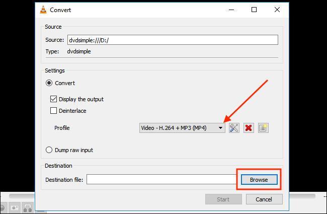 select output formats and destination with windows version