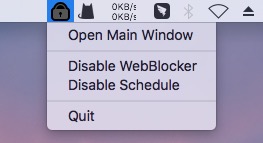 clicking the icon brings the Open Main Window option