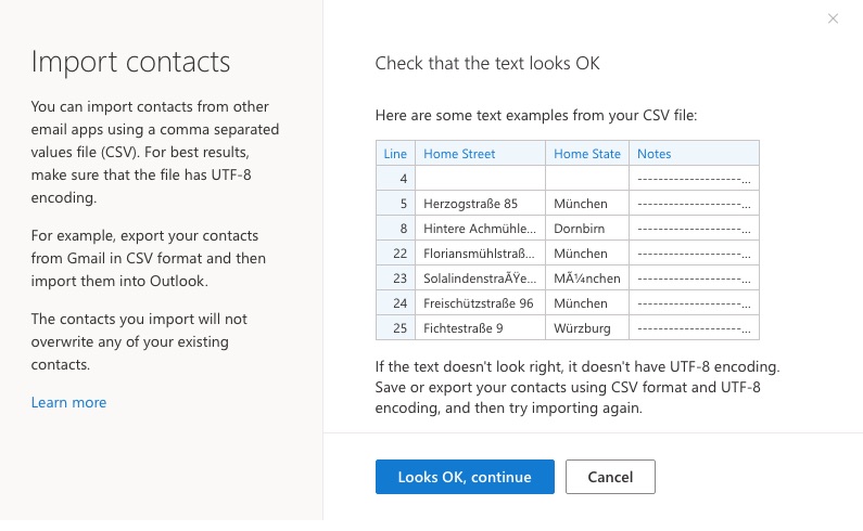 outlook upload your CSV file