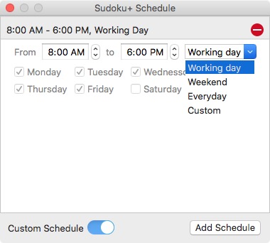 Clicking Add Schedule allows users to schedule blocking of Safari