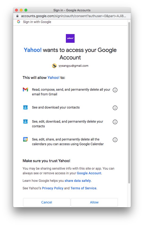 allow Yahoo to access your Google account