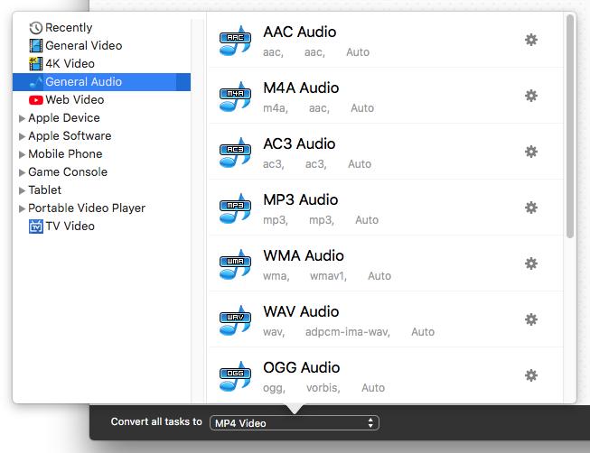 choose aac as output format