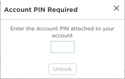 account pin required