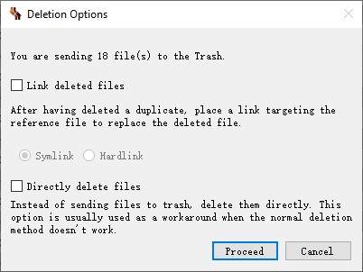 the Deletion Options dialog box